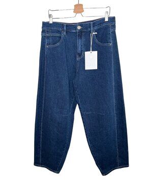 I&M Crafted Women High Rise Blue Denim Baggy Jeans Large